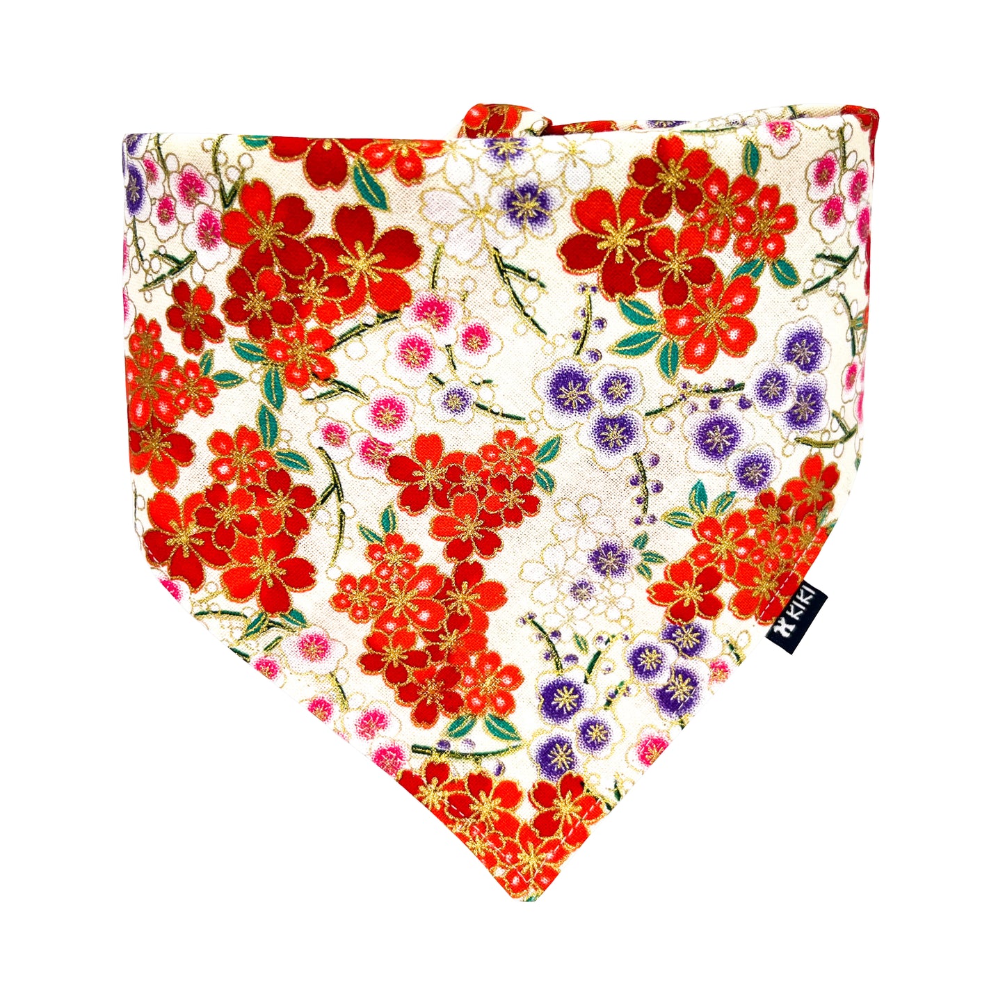White Japanese Floral Kimono Pet Bandana from KIKI Japan