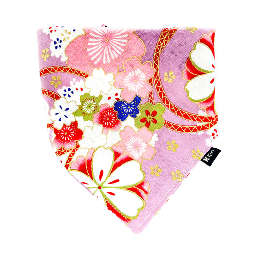Purple Japanese Floral Kimono II Pet Bandana from KIKI Japan