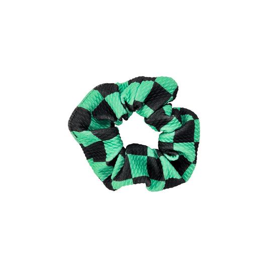 Green and Black Ichimatsu Scrunchie from KIKI Japan