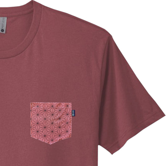 Close-up of Pink Asanoha Pocket Tee from KIKI Japan