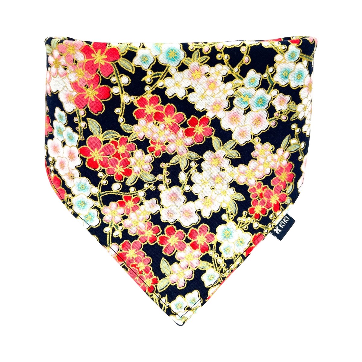 Black Japanese Flowers Dog & Cat Bandana - KIKI Japan