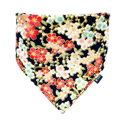 Black Japanese Flowers Dog & Cat Bandana - KIKI Japan