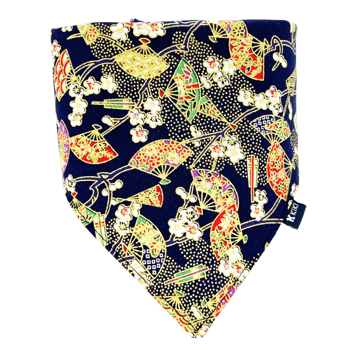 Navy Blue Japanese Fan Dog & Cat Bandana - KIKI Japan