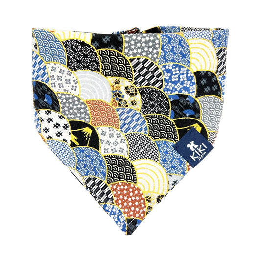 Navy Blue Traditional Japanese Pattern Dog & Cat Bandana - KIKI Japan