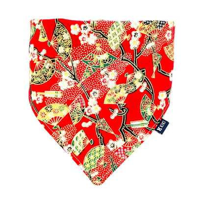 Red Japanese Fan Pet Bandana from KIKI Japan