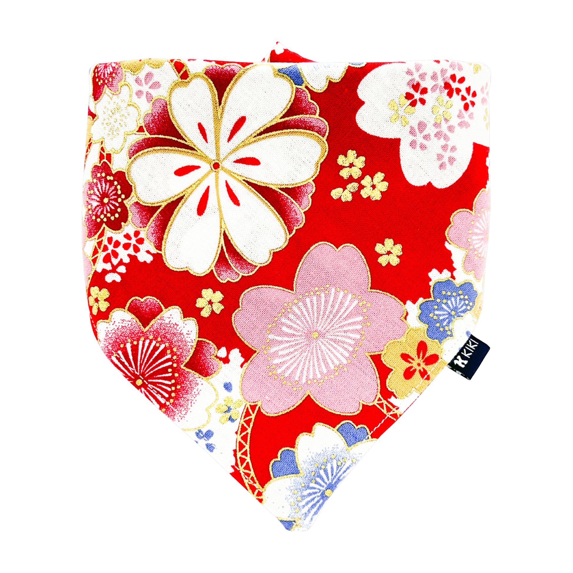 Red Japanese Floral Kimono II Pet Bandana from KIKI Japan