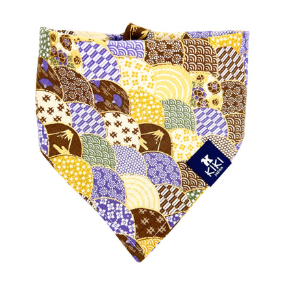 Yellow Traditional Japanese Pattern Pet Bandana from KIKI Japan